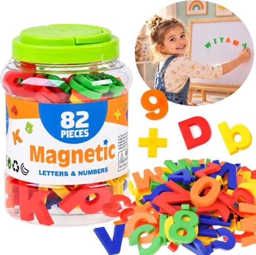 Magnetická písmena a číslice na lednici – vzdělávací sada 82 dílů
