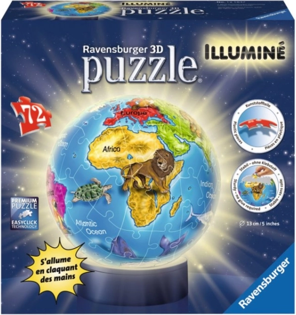 Ravensburger 3D Svítící puzzle koule Globus 72 dílků
