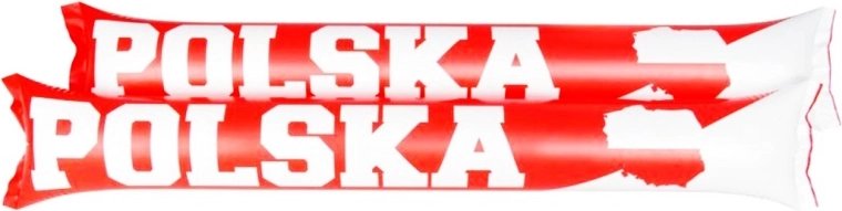 Nafukovací fandící tyče bílo‑červené – 2 ks
