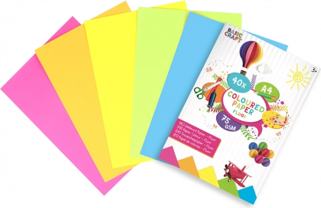 Barevné neonové papíry A4 75 g/m² – 40 listů Grafix