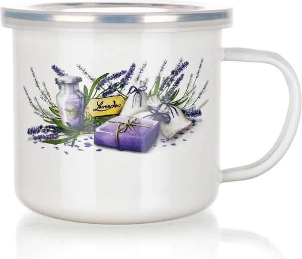 Smaltovaný hrnek s víčkem Lavender 0,5 l