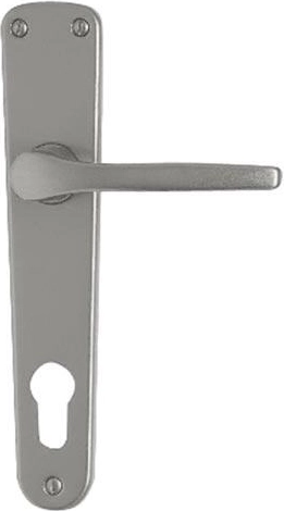 Dveřní klika se štítkem MONET pro vložku 72, hliník, stříbrná