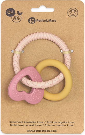 PETITE&MARS silikonové kousátko Love cute pink 0m+