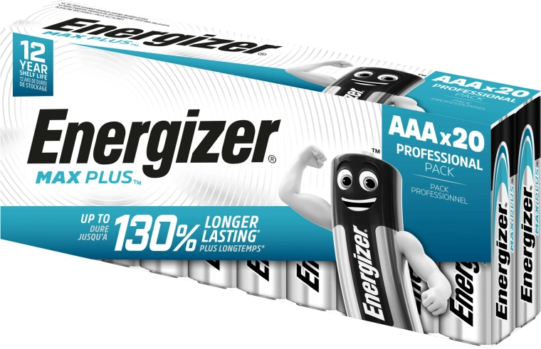 Energizer Max Plus AAA alkalické baterie, 20 ks