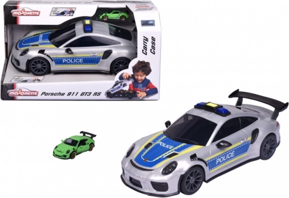 Majorette Porsche 911 GT3 RS policie – přepravní kontejner s autem