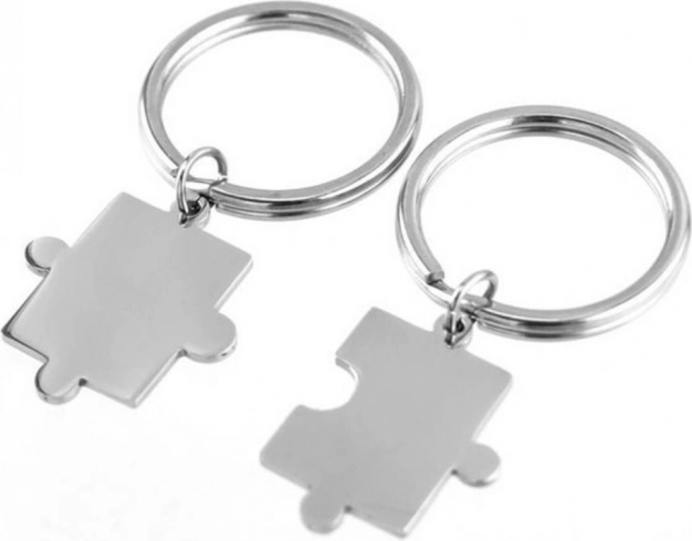 Ocelové klíčenky Puzzle – sada 2 ks