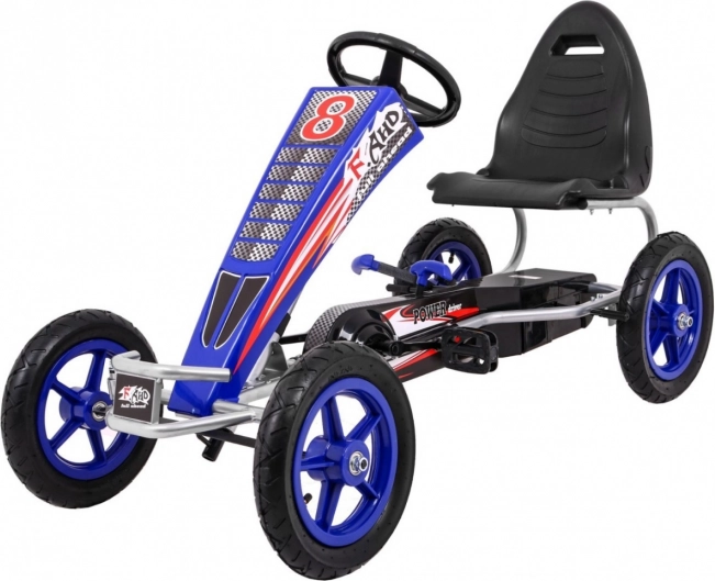 Šlapací motokára Full Ahead Air pro děti 3+ modrá s nastavitelným sedadlem a nafukovacími koly