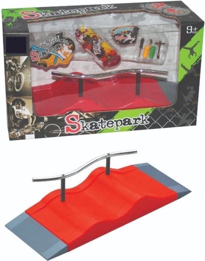 Fingerboard skatepark sada s rampou, zábradlím a příslušenstvím