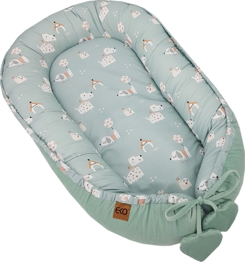 EKO velvet hnízdečko pro miminko Dogs mint 90 × 60 cm