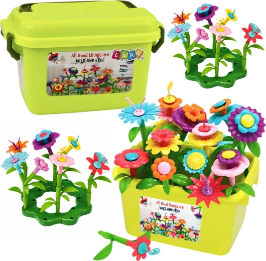 Lean Toys konstrukční stavebnice květinová zahrada v boxu (73 dílů)