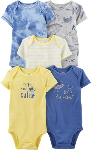 Carter's body s krátkým rukávem blue ocean pro chlapce, 5 ks (3 měsíce)