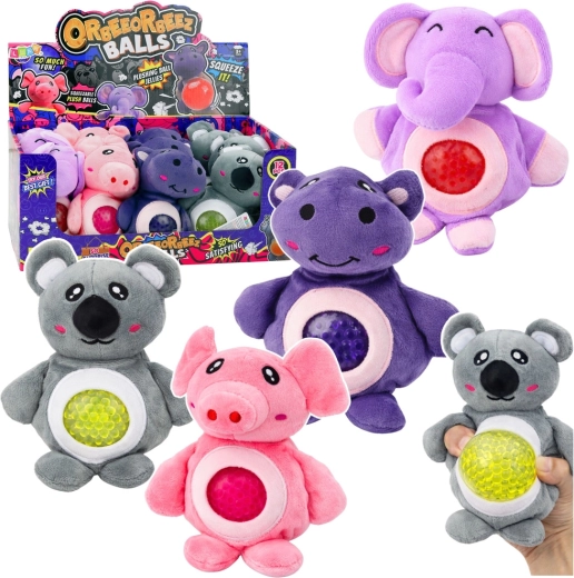 Plushové smyslové zvířátko ke stiskání s hydrogelovými kuličkami 15 cm