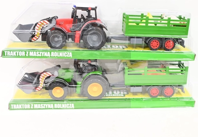 Traktor s čelním nakladačem a zvířátky