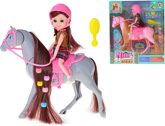 Panenka jezdkyně s koněm a doplňky