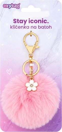 Fashion klíčenka s bambulkou – Růžová