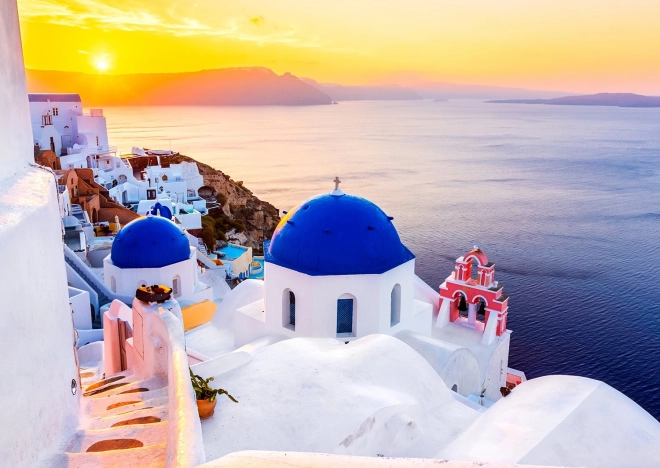 Enjoy Puzzle – východ slunce nad Santorini, Řecko (1000 dílků)