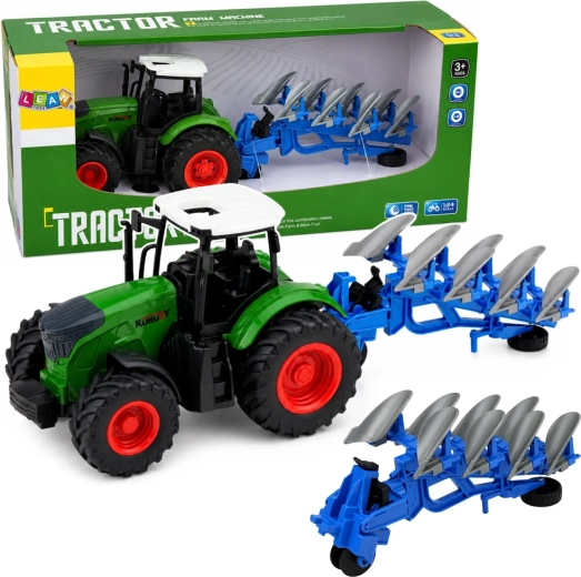 Farmářský traktor s víceradličným pluhem 1:24 se gumovými koly