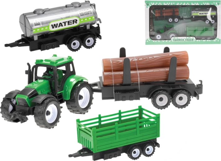 Traktor se třemi vlečkami na zpětný chod