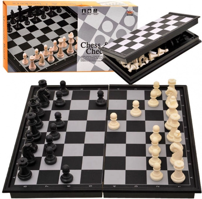 Magnetické šachy a dáma 2v1 cestovní sada