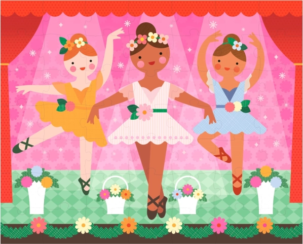 Oboustranné puzzle baletky 2v1 PETIT COLLAGE, 49 dílků