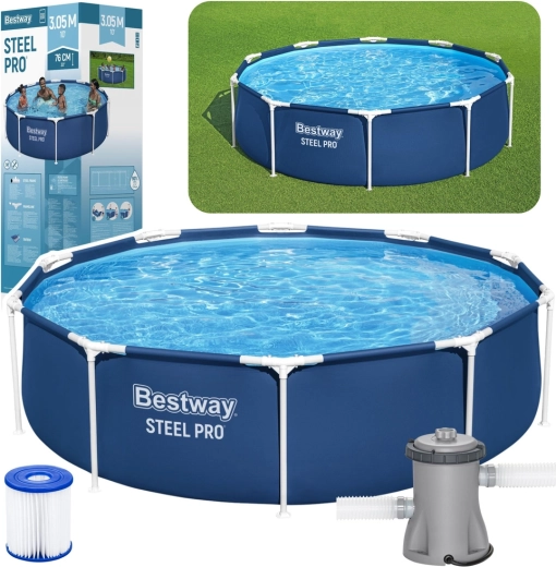 Bestway Steel Pro rámový bazén s filtračním čerpadlem 305 × 76 cm modrý