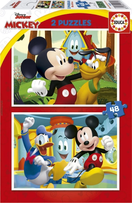 Puzzle EDUCA Mickey Mouse – Zábavní park 2×48 dílků