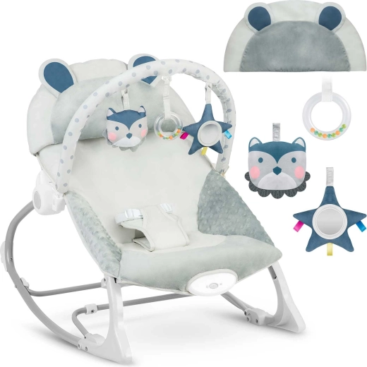 Lehátko a houpátko s vibrací RICOKIDS – šedé