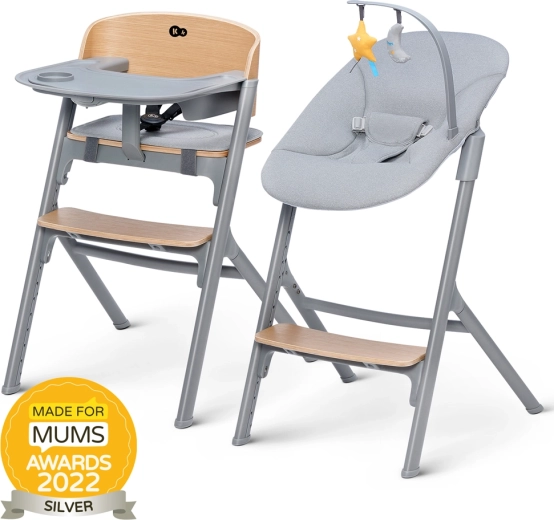 Kinderkraft Select sada jídelní židlička Livy Oak a lehátko Calmee Premium