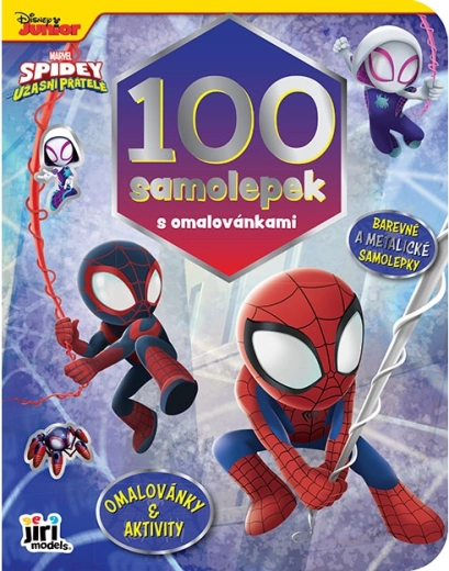 Samolepková knížka s omalovánkami Spidey (100 samolepek)