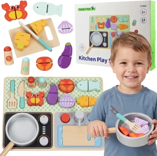 Dřevěná kuchyňka s příslušenstvím Tooky Toy malý šéfkuchař
