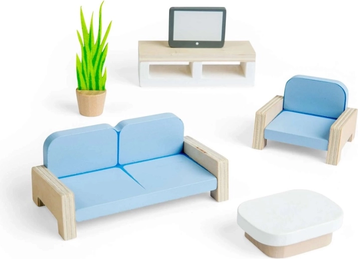 Bigjigs Toys dřevěný nábytek do domečku – obývací pokoj