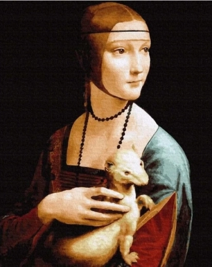 Diamantové malování Dáma s hranostajem 30 × 40 cm NORIMPEX