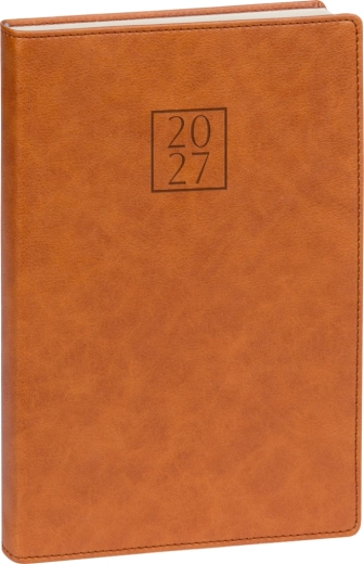 Notique denní diář Prestigio 2027, hnědý, 15 × 21 cm
