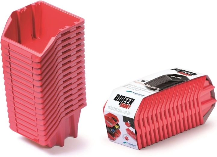 Sada úložných boxů 16 ks BINEER Short 234 × 77 × 92 mm – červená