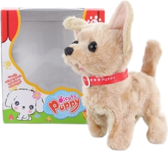 Chodící hnědý pejsek na baterie