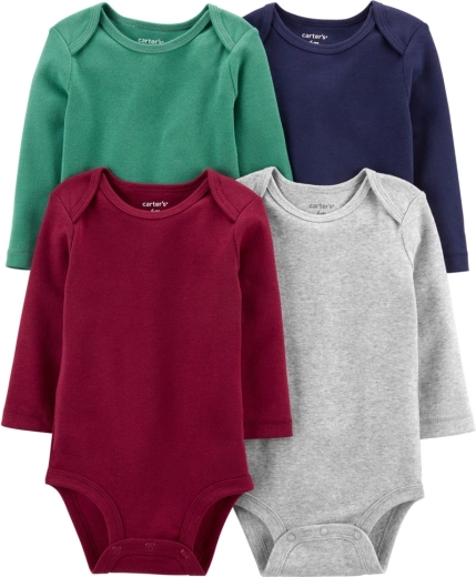 Carter's chlapecké kojenecké body s dlouhým rukávem multicolor 4 ks, vel. 56 (NB)