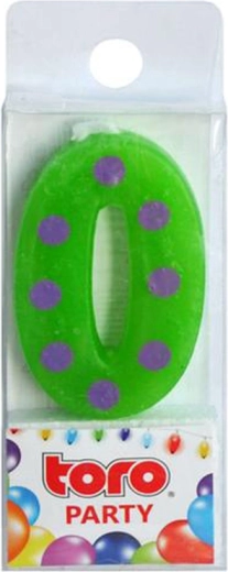 Narozeninová dortová svíčka číslice 0 TORO zapichovací 4,5 cm