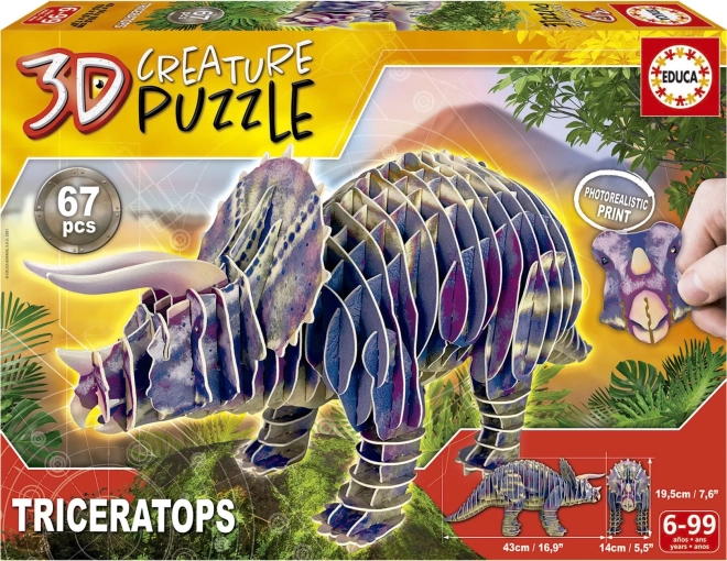 3D puzzle triceratops 67 dílků