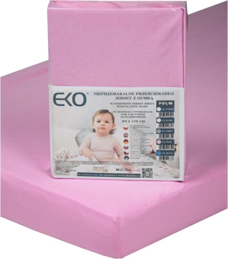 EKO nepromokavé prostěradlo s gumou z žerzeje růžové 120 × 60 cm