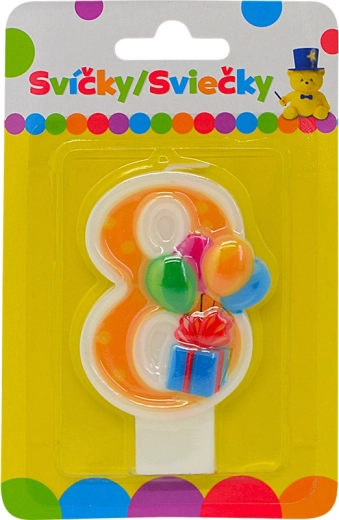 Narozeninová svíčka číslo 8 s balónky