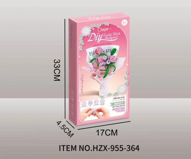Kreativní sada na výrobu růžové kytice tulipánů