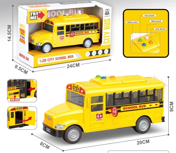 Školní autobus se světlem a zvukem 1:20
