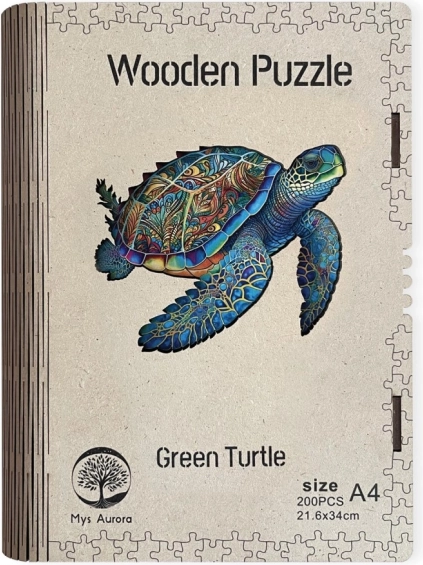 Dřevěné puzzle Green Turtle A4