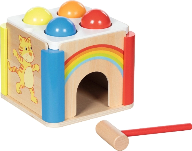 Dřevěná zatloukací kostka Rainbow s vyměnitelnými bočnicemi - 1 kus