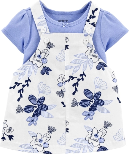 Carter’s 2dílná sada pro miminko: body s krátkým rukávem a šaty na kšandy blue floral