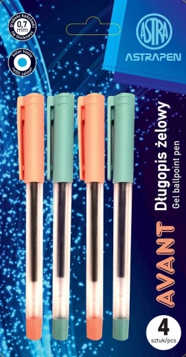 Gelové pero ASTRA Avant 0,7 mm, sada 4 ks