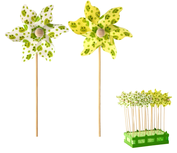 Větrník se žabičkami 9 × 27,5 cm – bílý/žlutý