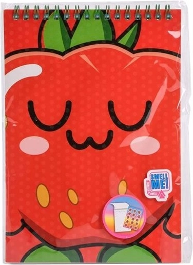 Fruitysquad voňavý spirálový zápisník A5 se samolepkami (jahoda)