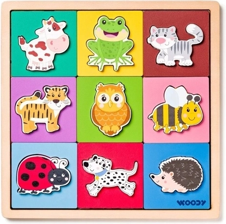 Woody dřevěné vícevrstvé puzzle se zvířátky
