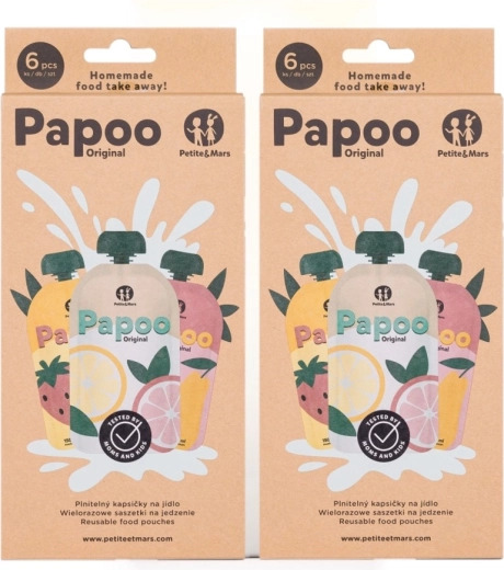 Petite&Mars plnitelné kapsičky na jídlo Papoo original 1+1 zdarma (12 ks)